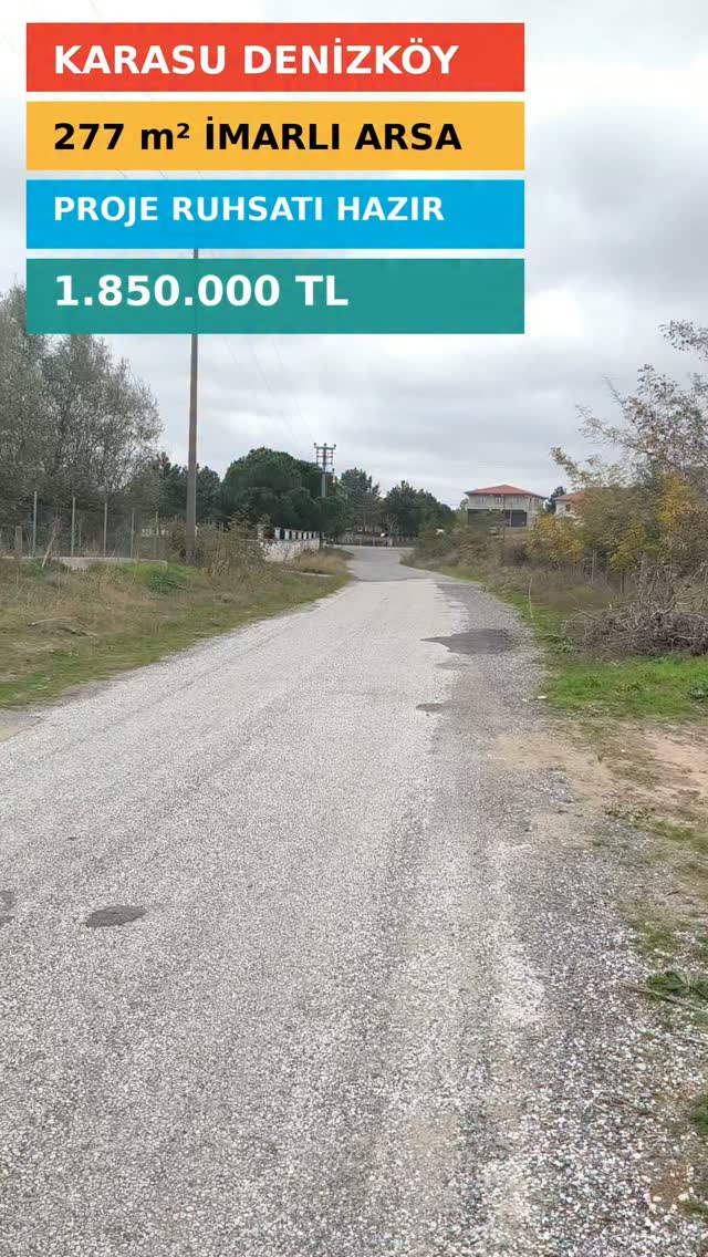 Karasu Denizköy 277 m² Proje Ruhsatlı İmarlı Arsa