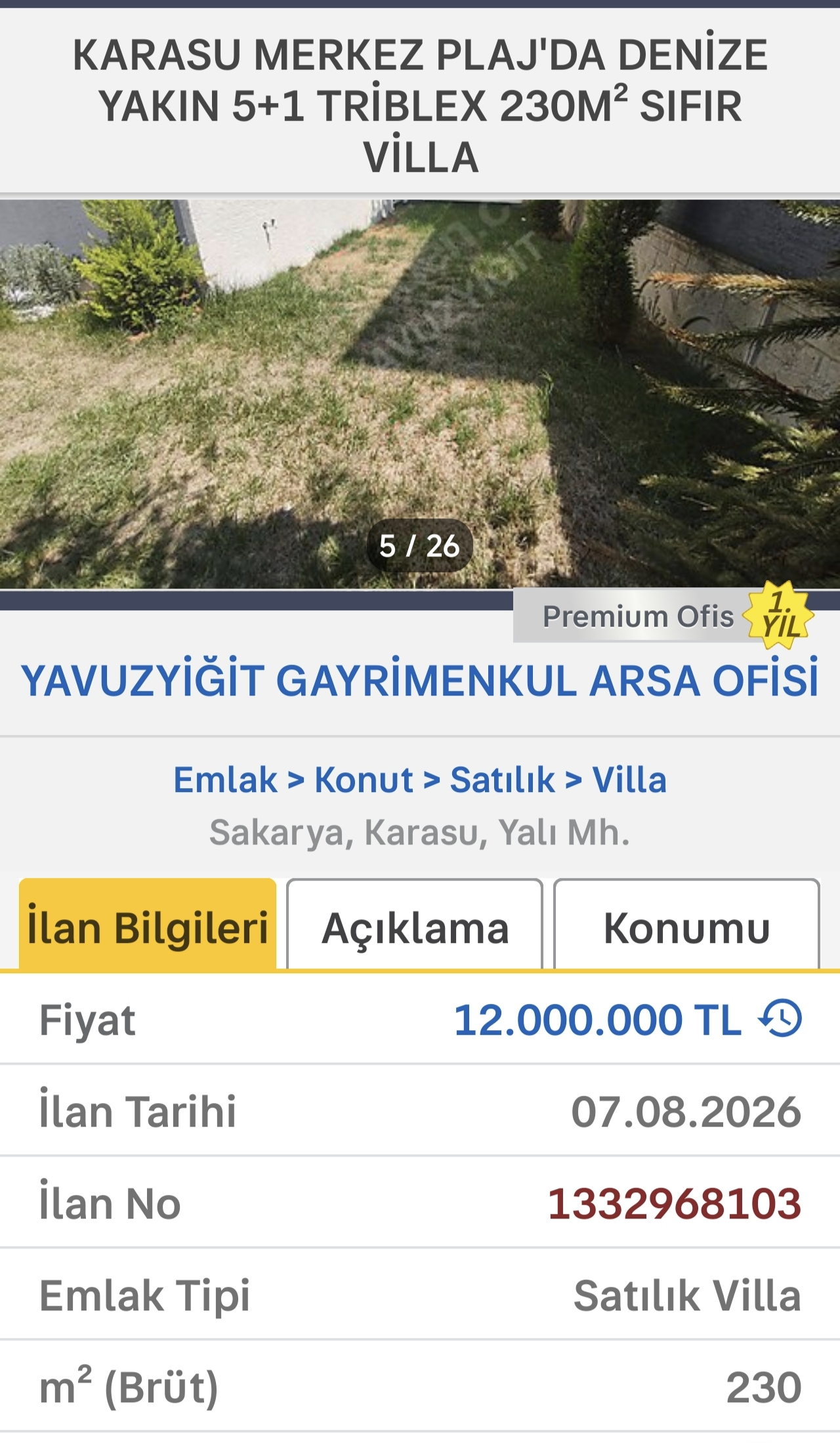 Karasu Merkez Plaj’da 5+1 Tripleks Sıfır Villa